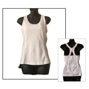 Eddie Bauer Horizon Tank Top w/Built-in Bra & Back Pocket | Size M | Off White